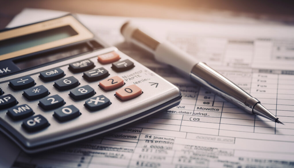 calculating investment growth with selective focus macro shot generated by ai